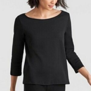 Eileen Fisher Black Basic Cotton Top E22